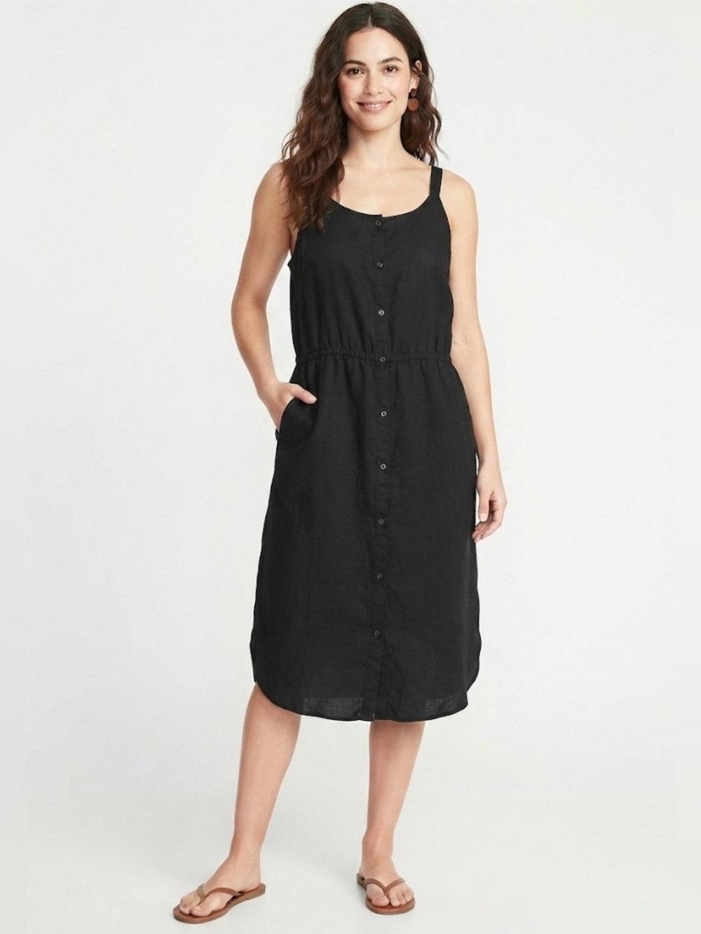 old navy dresses black | | Old Navy Linenblend Buttonfront Sleeveless Midi Dress Size Xl gathered mock neck sleeveless 4THOFJULY24 Cutting a perfect a-line Colour:GREEN